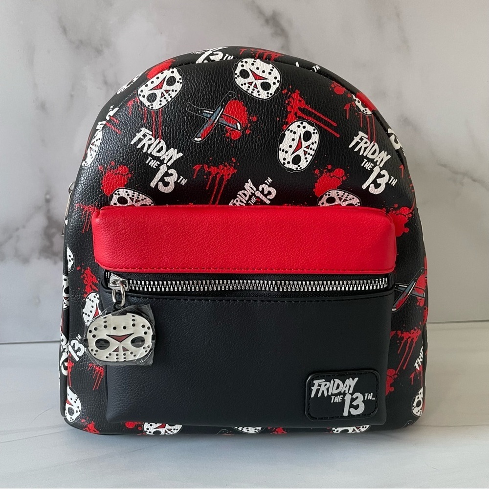 Bioworld x Hot Topic Friday the 13th/ Jason Mini Backpack- Black and Red- NWT